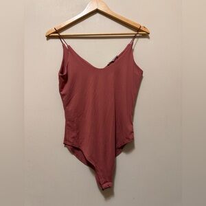 Gaze Spaghetti Strap Bodysuit - Deep Rose
